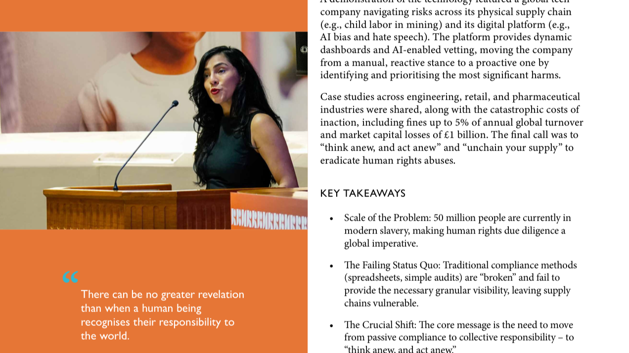 Supply Unchained UNRBHR forum report preview with a speaker image and key takeaways.